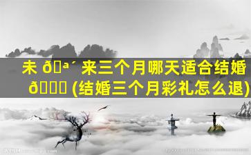 未 🪴 来三个月哪天适合结婚 🕊 (结婚三个月彩礼怎么退)